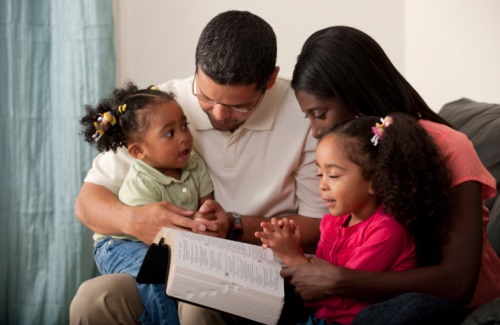 family reading bible