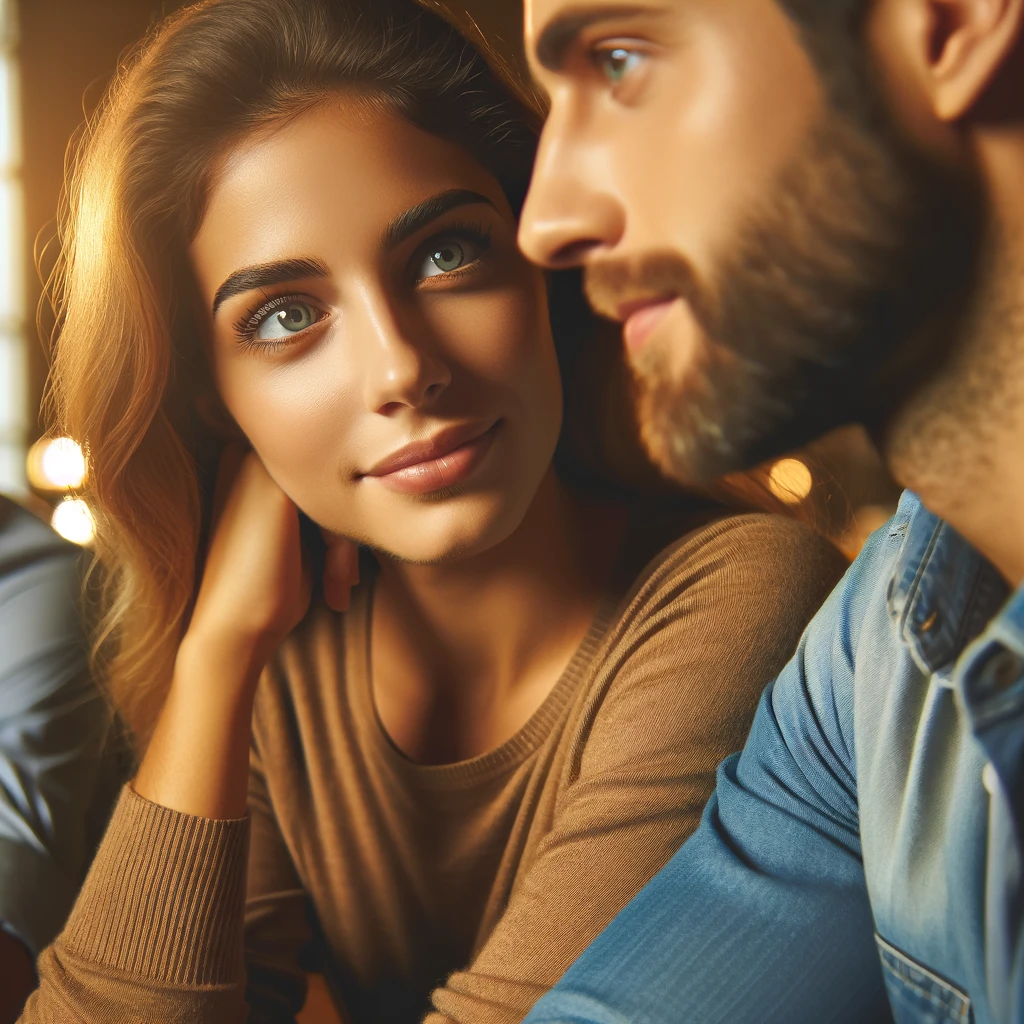 A close up image of two friends or colleagues talking with attentive, respectful expressions, symbolizing understanding and mutual respect. The scene